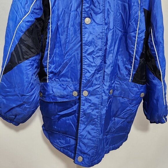 Errea Italia Men's SZ XL Blue Full Zip Pockets Quilted Lined Hood Winter Jacket - Picture 5 of 16